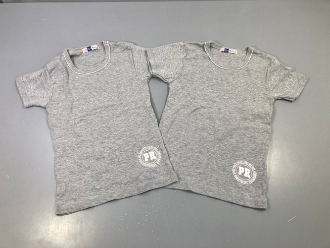 Lot 2 chemisettes m.c gris col liseré logo PR, moins cher chez Petit Kiwi
