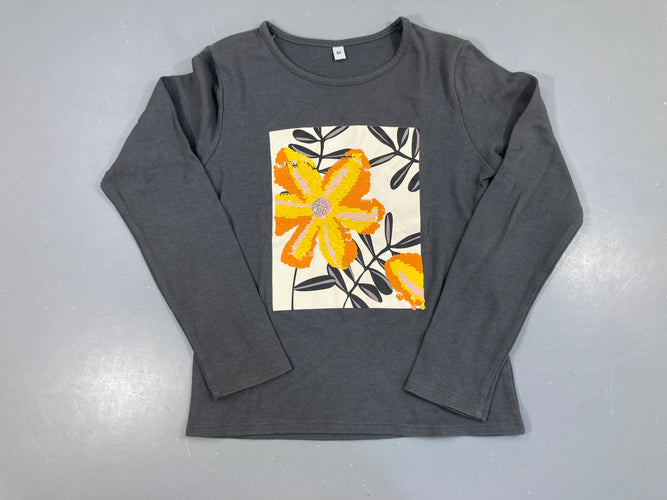 T-shirt m.l gris cadre fleur sequins, moins cher chez Petit Kiwi