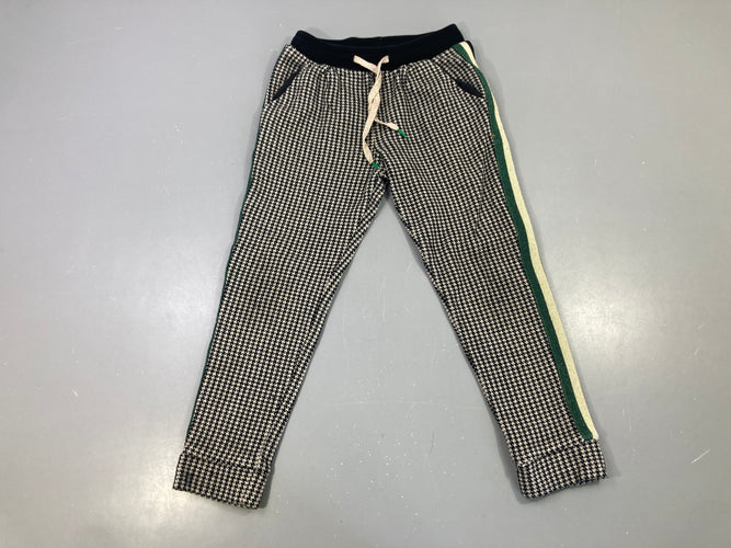 Pantalon jogger pied-de-poule noir/blanc bande verte et dorée, moins cher chez Petit Kiwi
