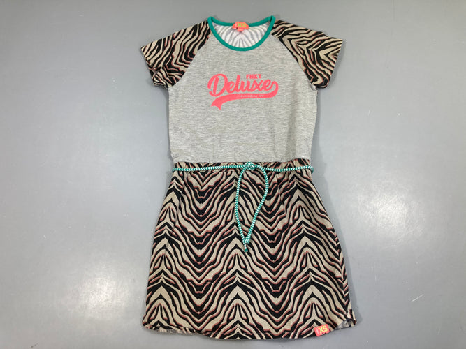 Robe m.c jersey gris effet zébré Deluxe, moins cher chez Petit Kiwi