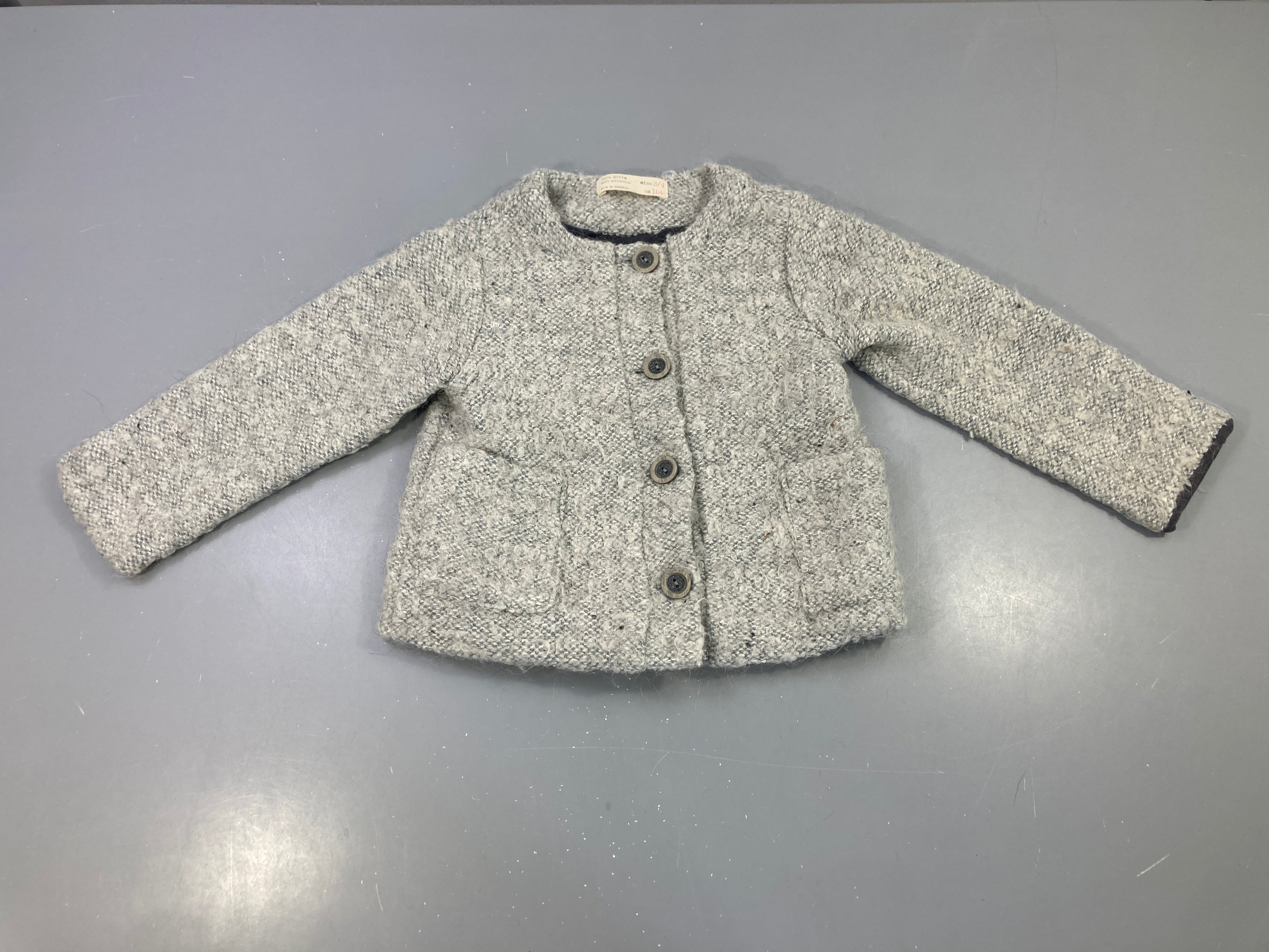 Gilet-veste 20% laine grise chinée boutonnée