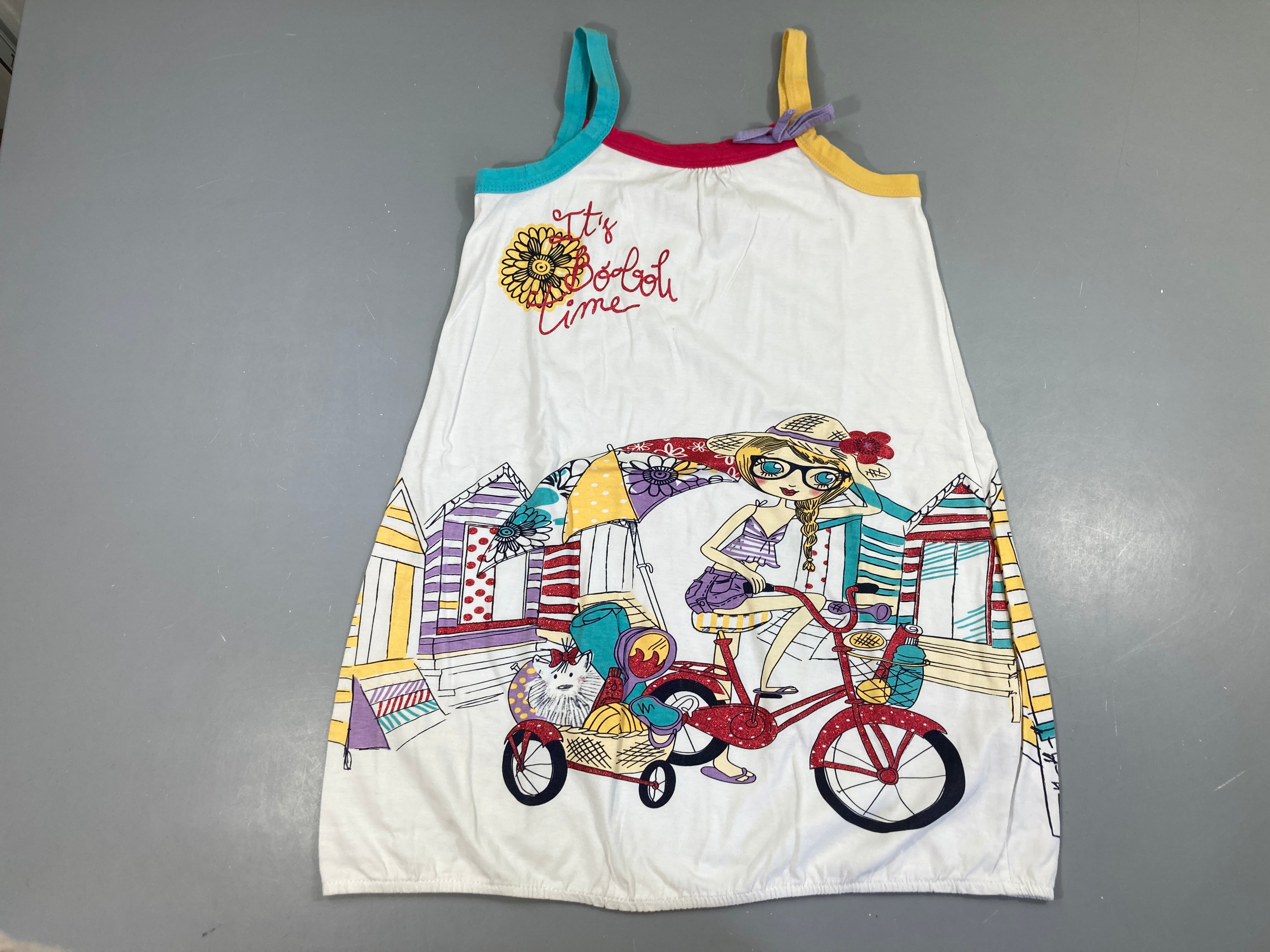Robe s.m jersey blanche Boboli Time fille vélo