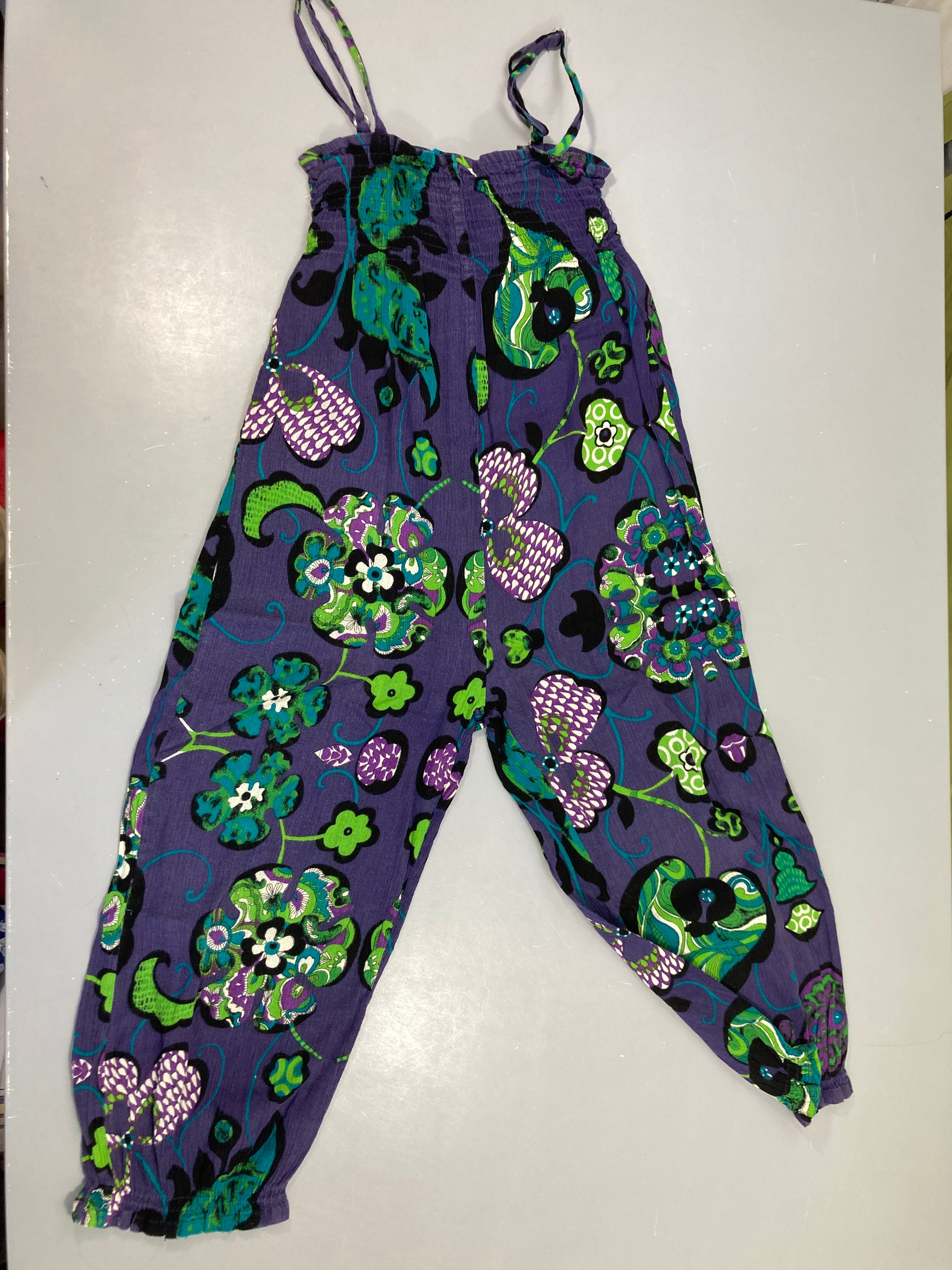 Combinaison fluide mauve motifs vert 100%coton