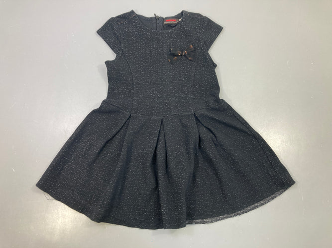 Robe m.c noire pailletée jupe plissée noeud, moins cher chez Petit Kiwi