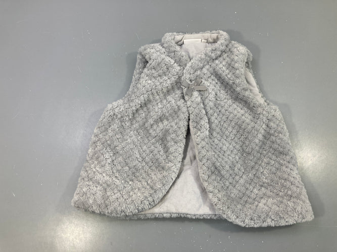 Gilet s.m gris fourrure synthétique noeud, moins cher chez Petit Kiwi