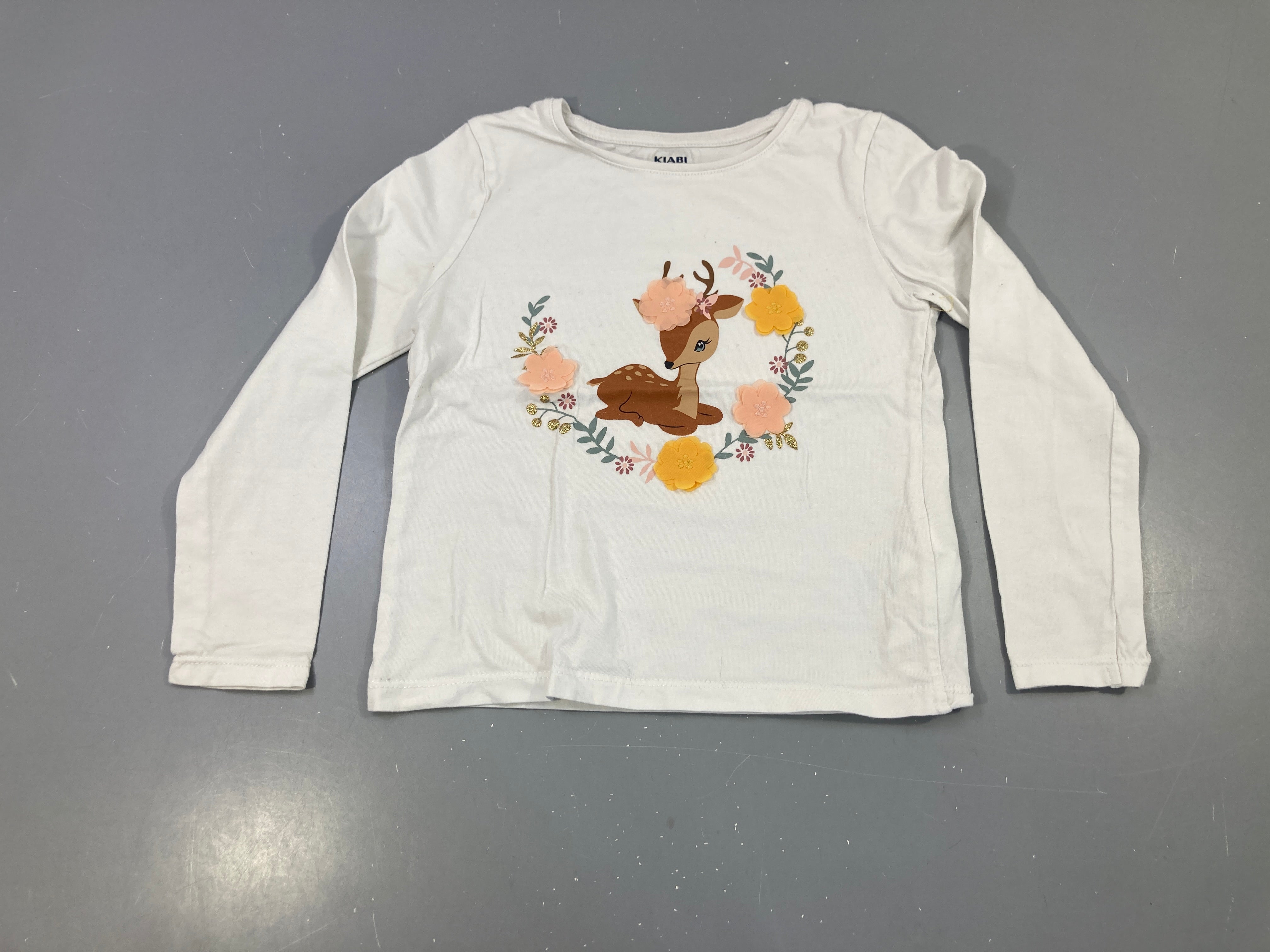 T-shirt m.l blanc biche fleurs tulle