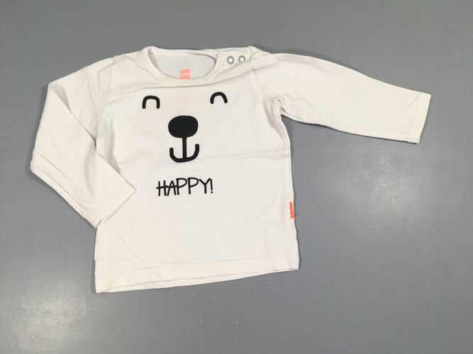 T-shirt m.l blanc ours, moins cher chez Petit Kiwi