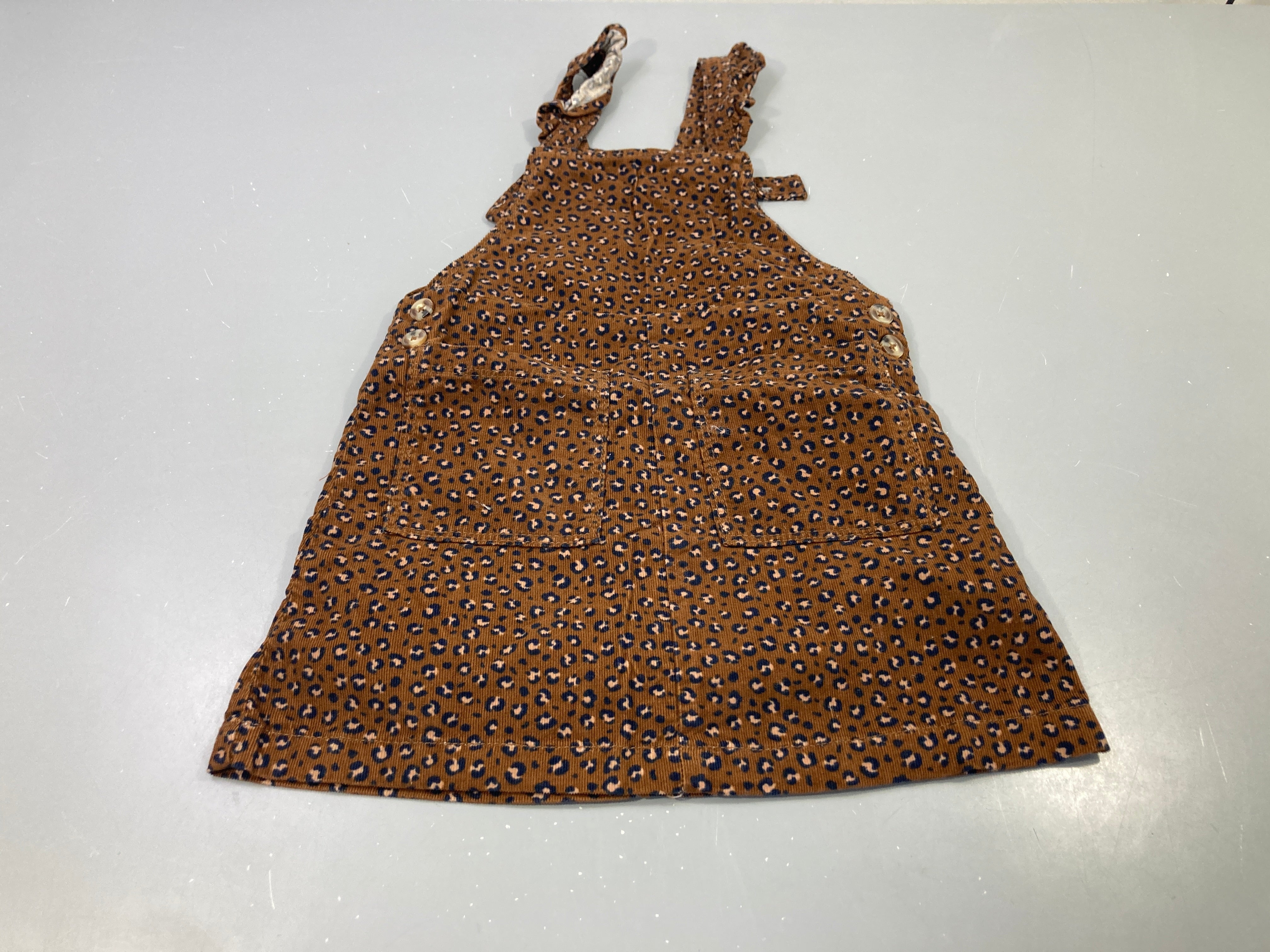 Salopette robe velours léopard marron poches