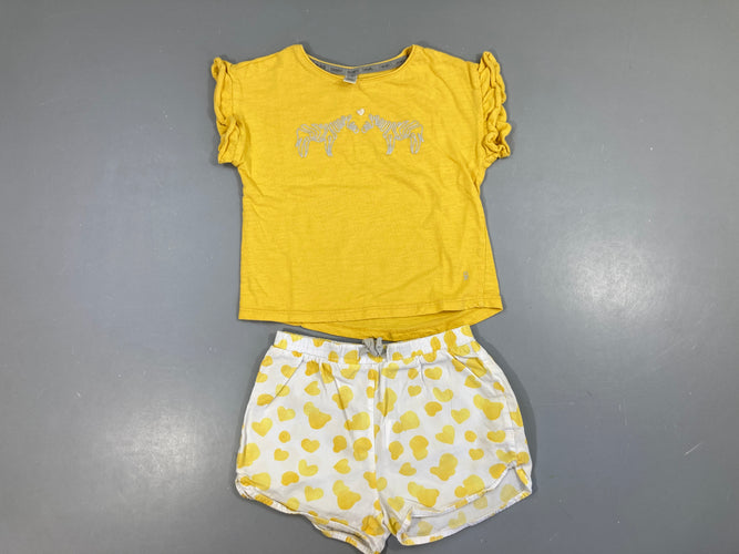 T-shirt m.c jaune zèbres + short blanc/jaune, moins cher chez Petit Kiwi