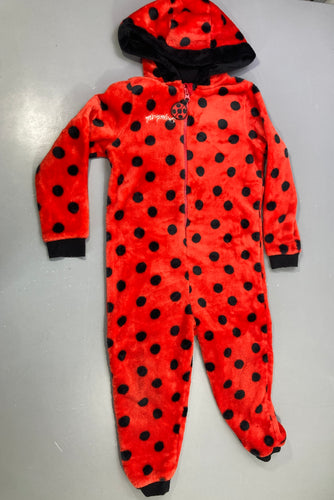 Combinaison velours rouge pois noirs capuche coccinelle, Miraculous, moins cher chez Petit Kiwi