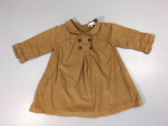 Robe m.l velours camel Boutonnée arrière, moins cher chez Petit Kiwi