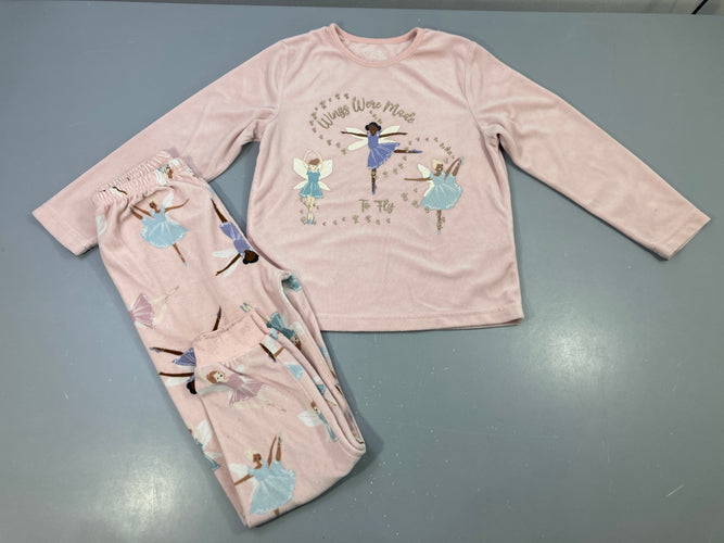 Pyjama velours 2pcs rose fées ballerines, moins cher chez Petit Kiwi