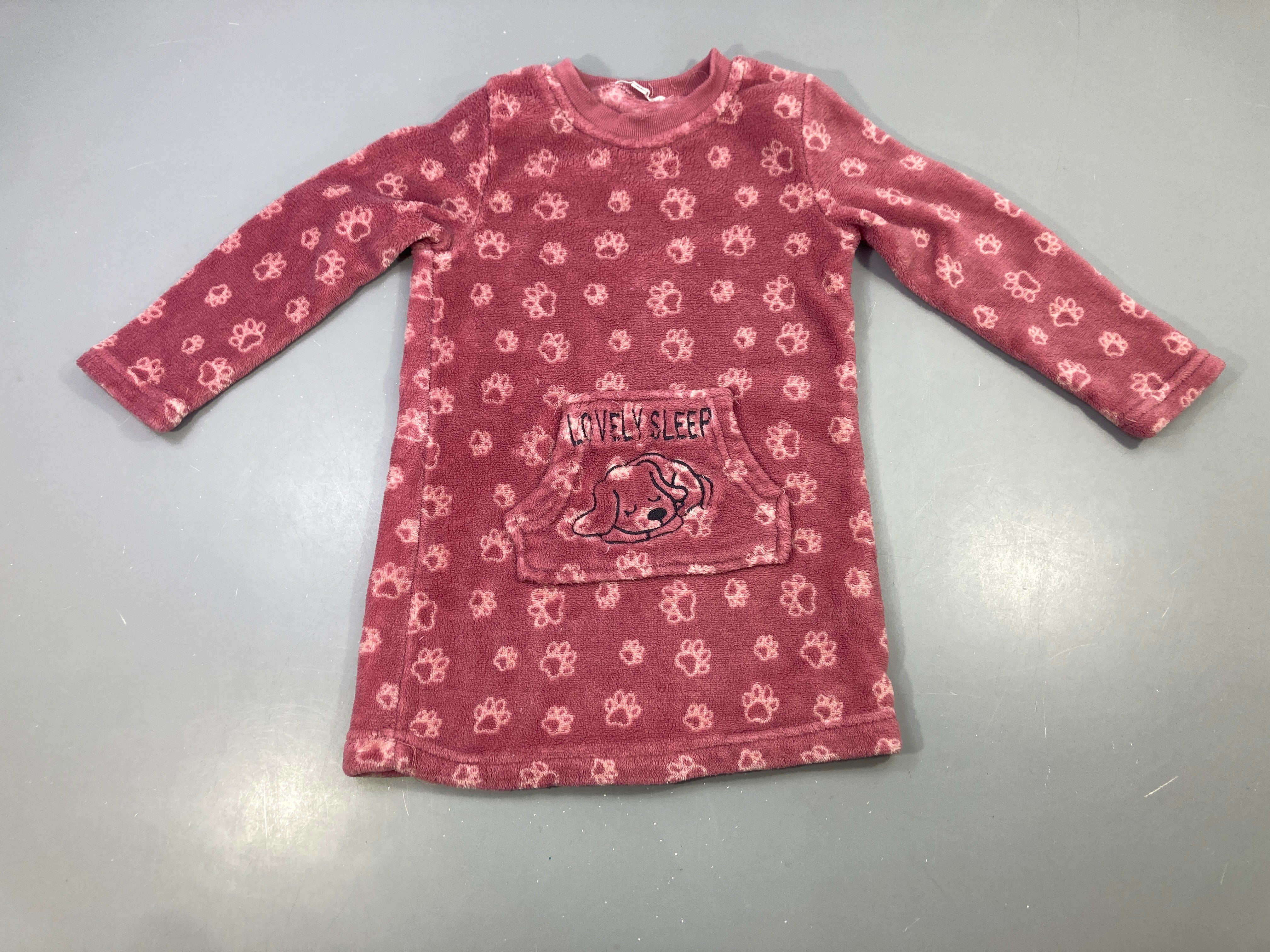 Robe de nuit m.l rose velours pattes chien Lovely Sleep