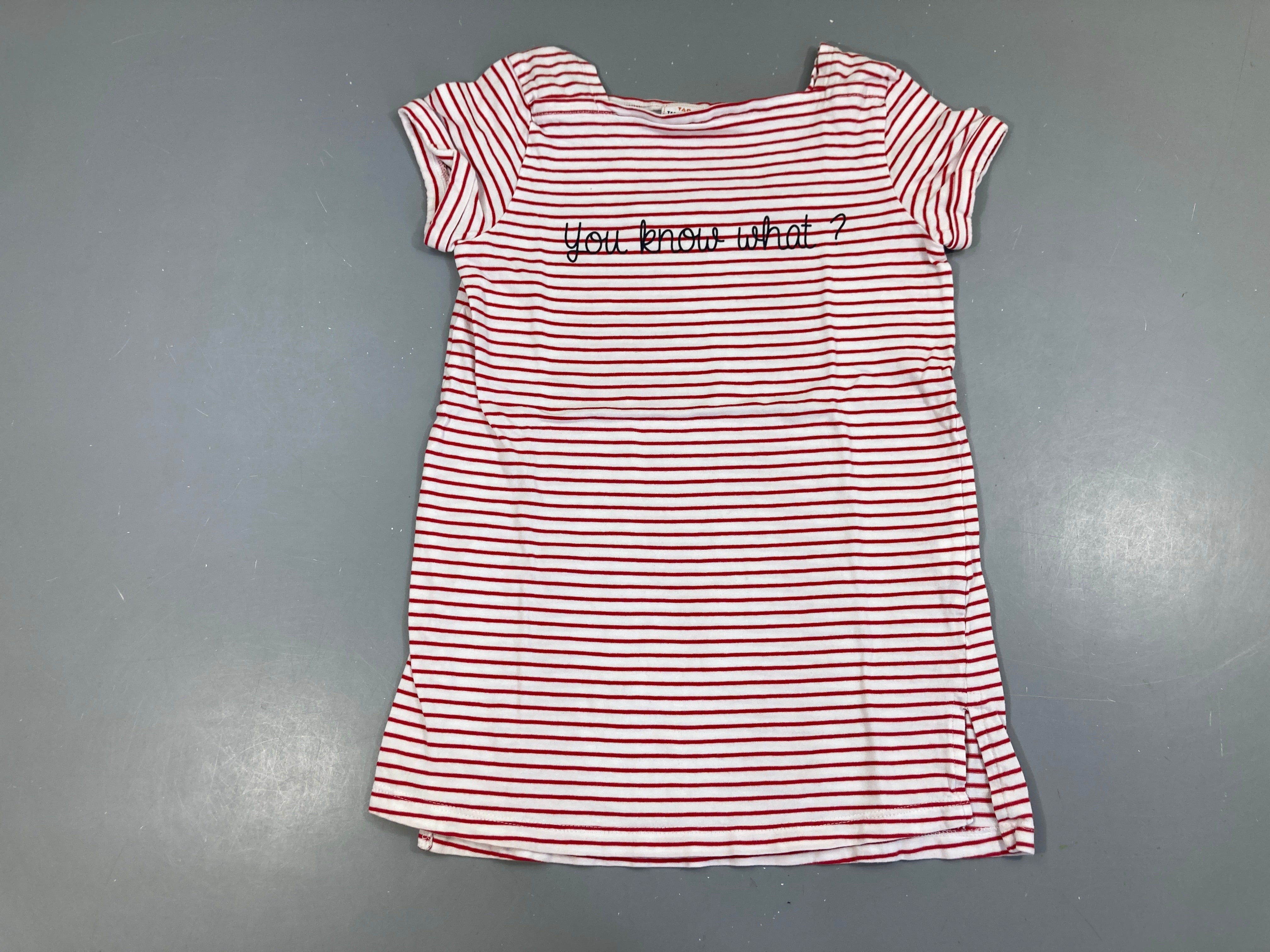Robe m.c jersey blanc rayé rouge you know what