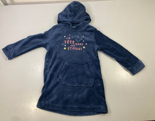 Robe de nuit m.l bleu marine velours capuche étoiles, moins cher chez Petit Kiwi