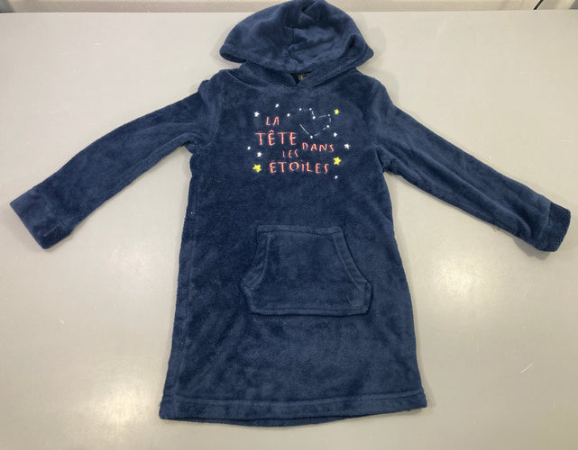 Robe de nuit m.l bleu marine velours capuche étoiles, moins cher chez Petit Kiwi