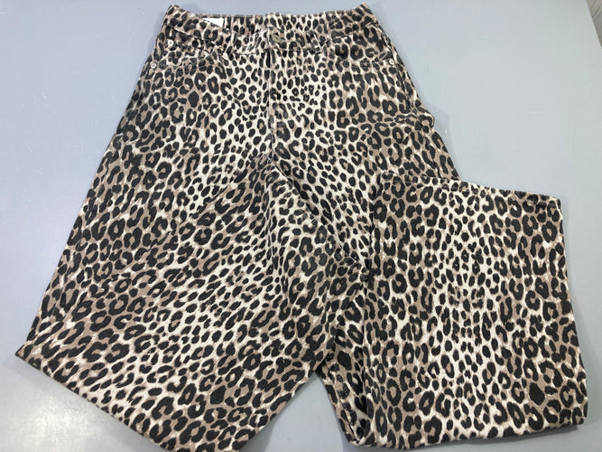 Jean large imprimé léopard noir/beige, moins cher chez Petit Kiwi