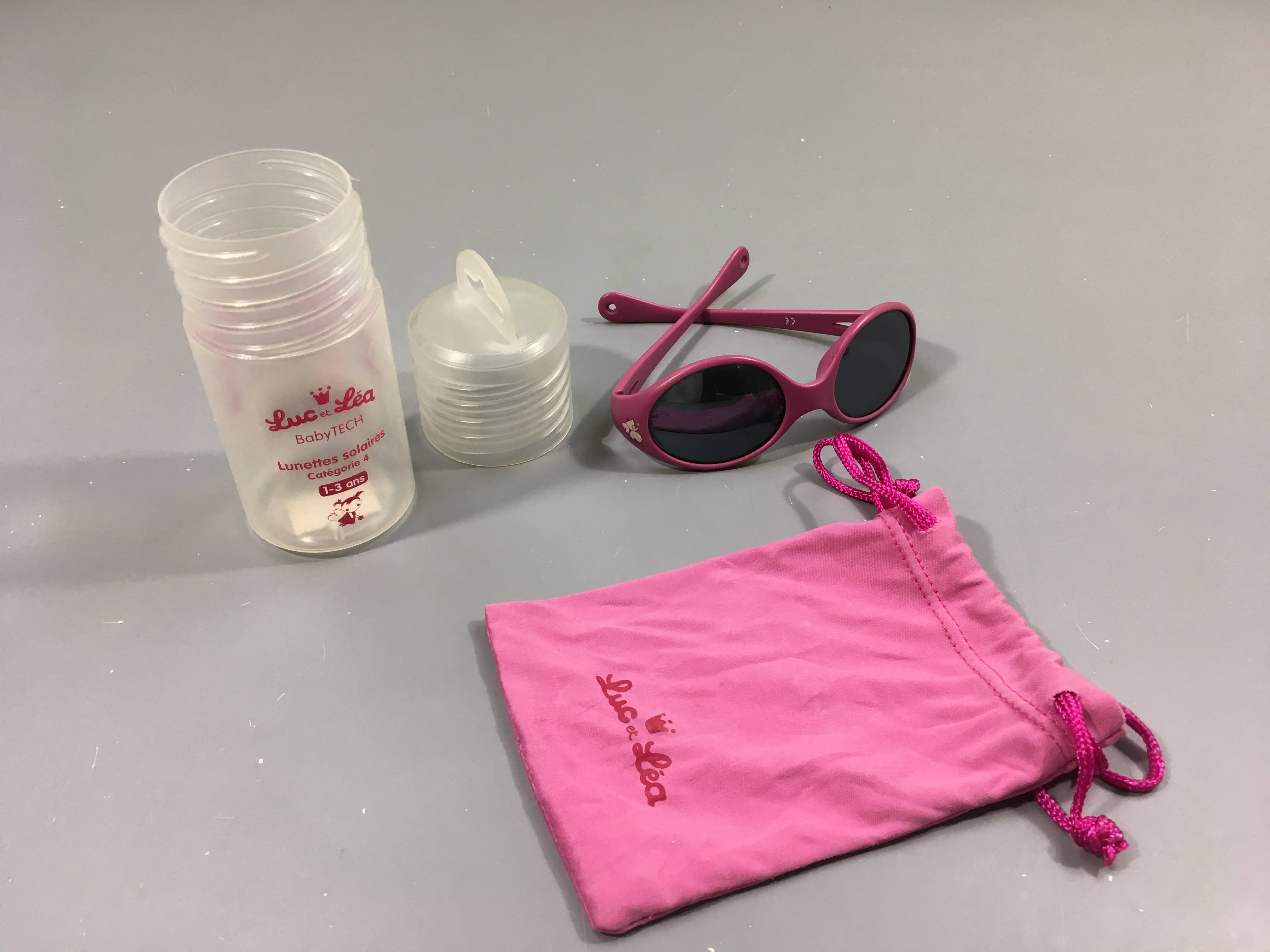 Lunettes de soleil roses Luc et Léa, catégorie 4 1-3ans, très légères griffes