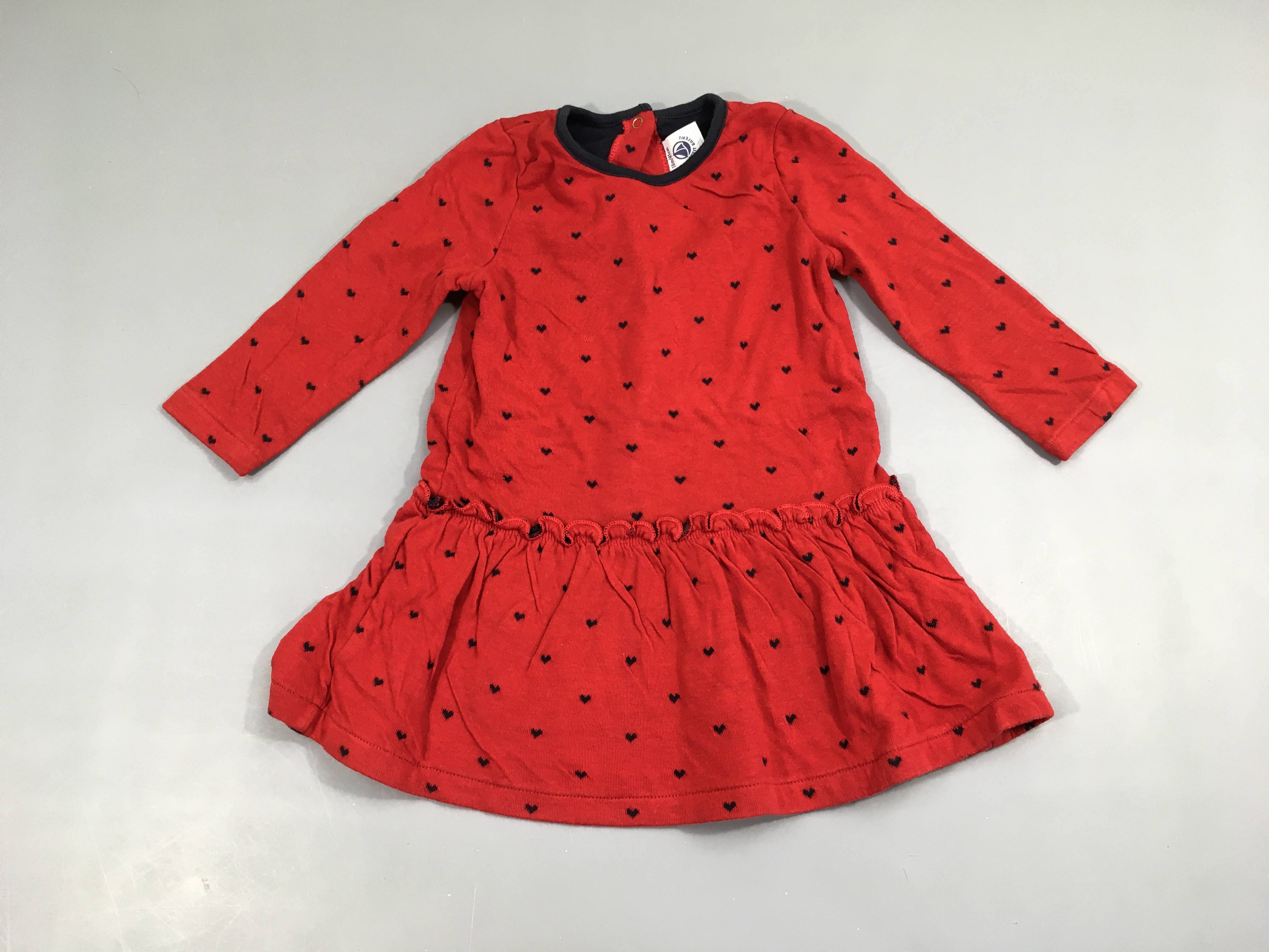 Robe m.l molleton rouge/bleu marine coeurs