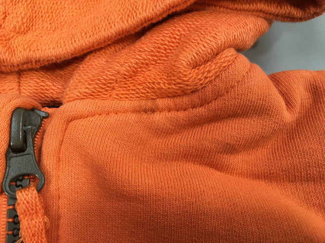 Sweat zippéà capuche orange Only 4 Fun, mini tache à l'avant, moins cher chez Petit Kiwi