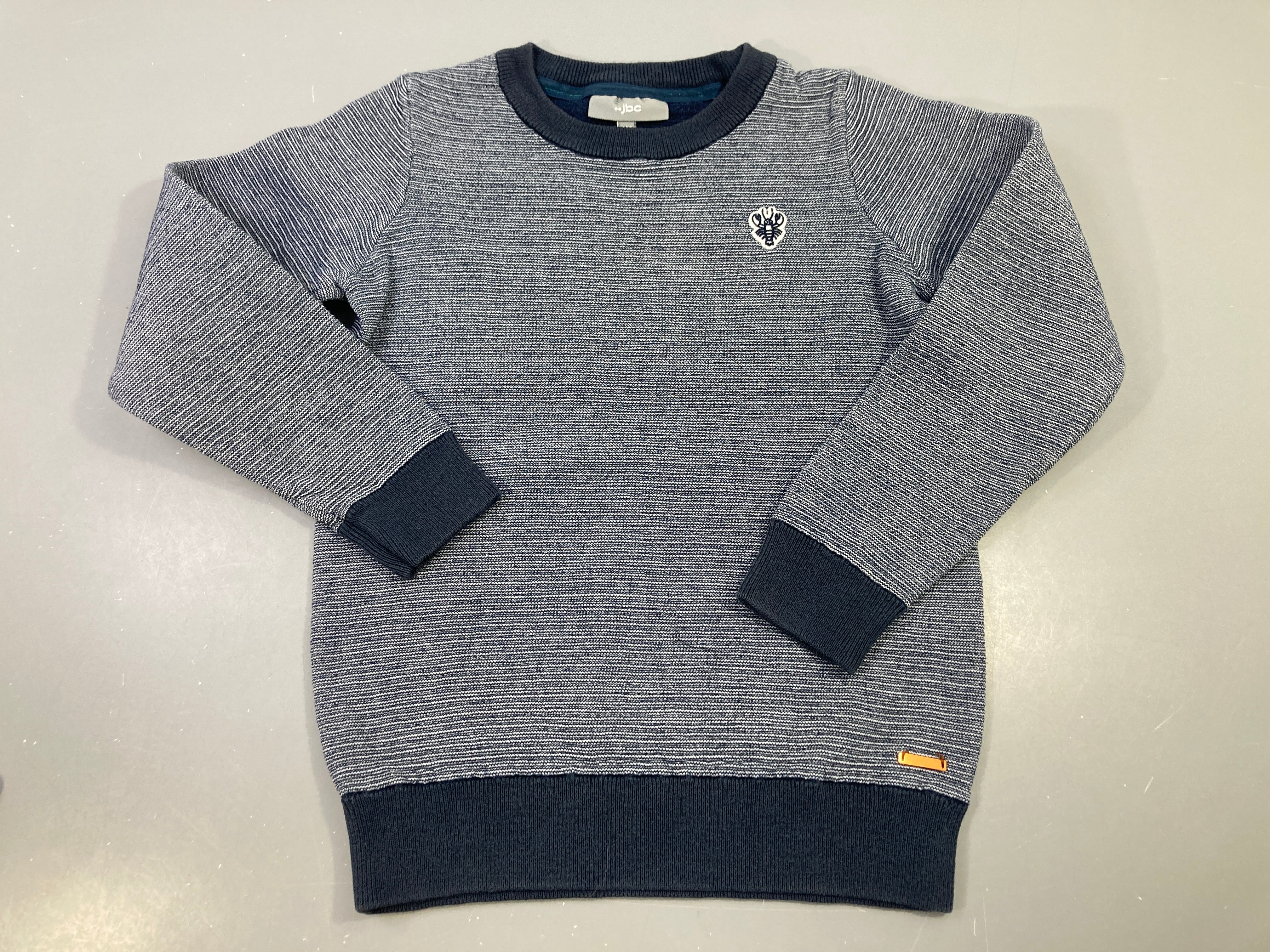 Pull coton fines rayure bleu et blanc