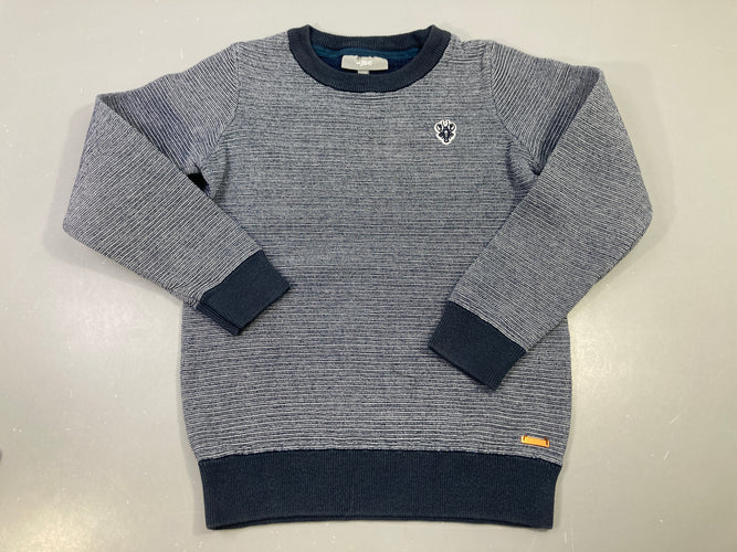 Pull coton fines rayure bleu et blanc, moins cher chez Petit Kiwi