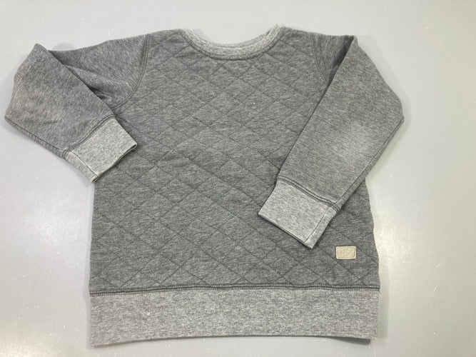 Sweat gris clair jersey matelassé, moins cher chez Petit Kiwi