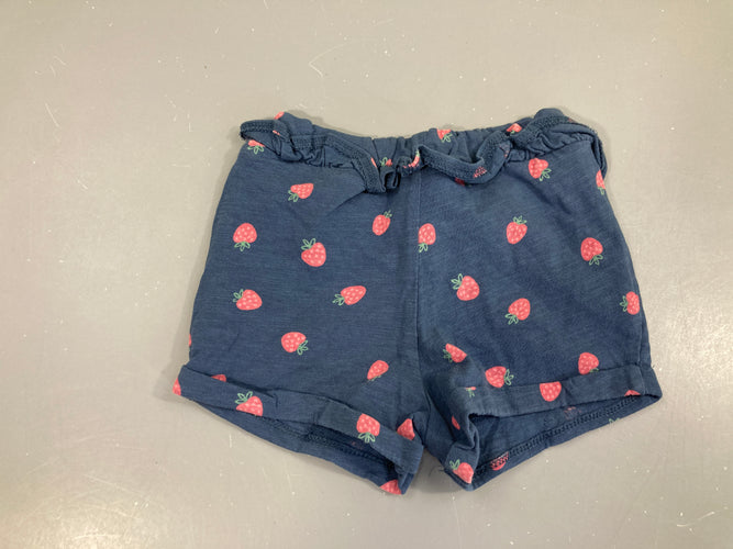 Short jersey bleu fraises, moins cher chez Petit Kiwi