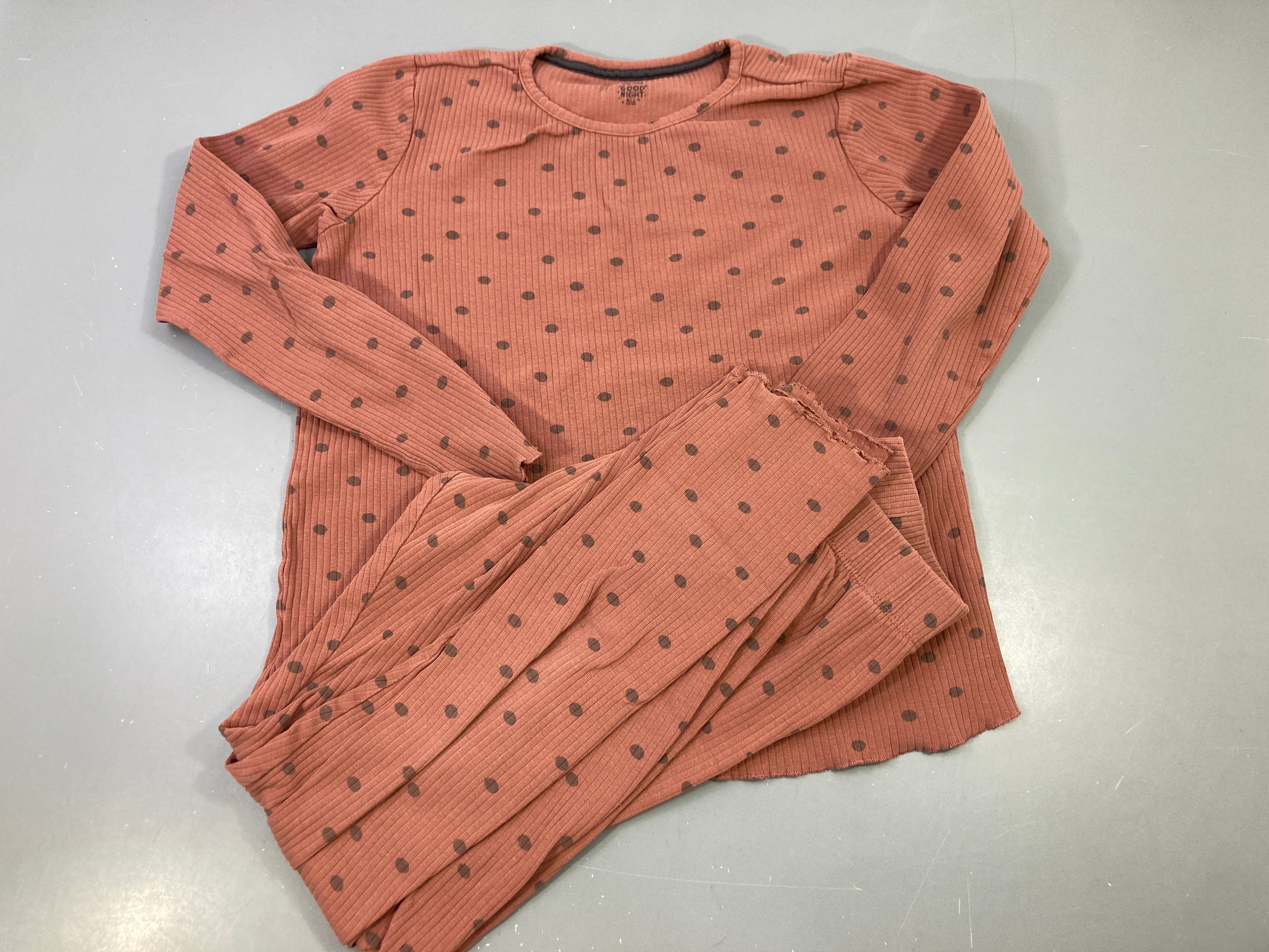 Pyjama jersey terra cotta pois brun