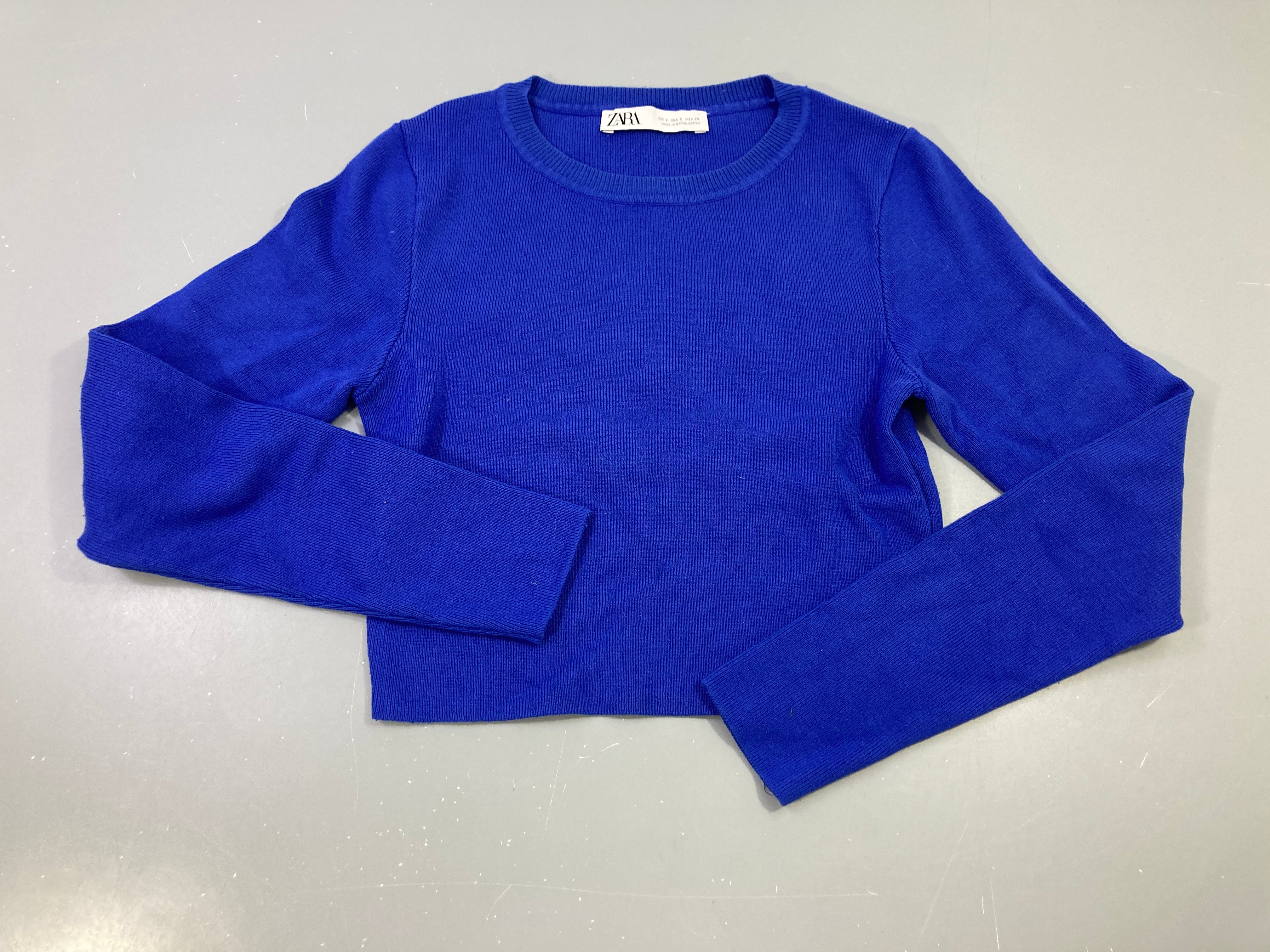 Pull court bleu vif coton