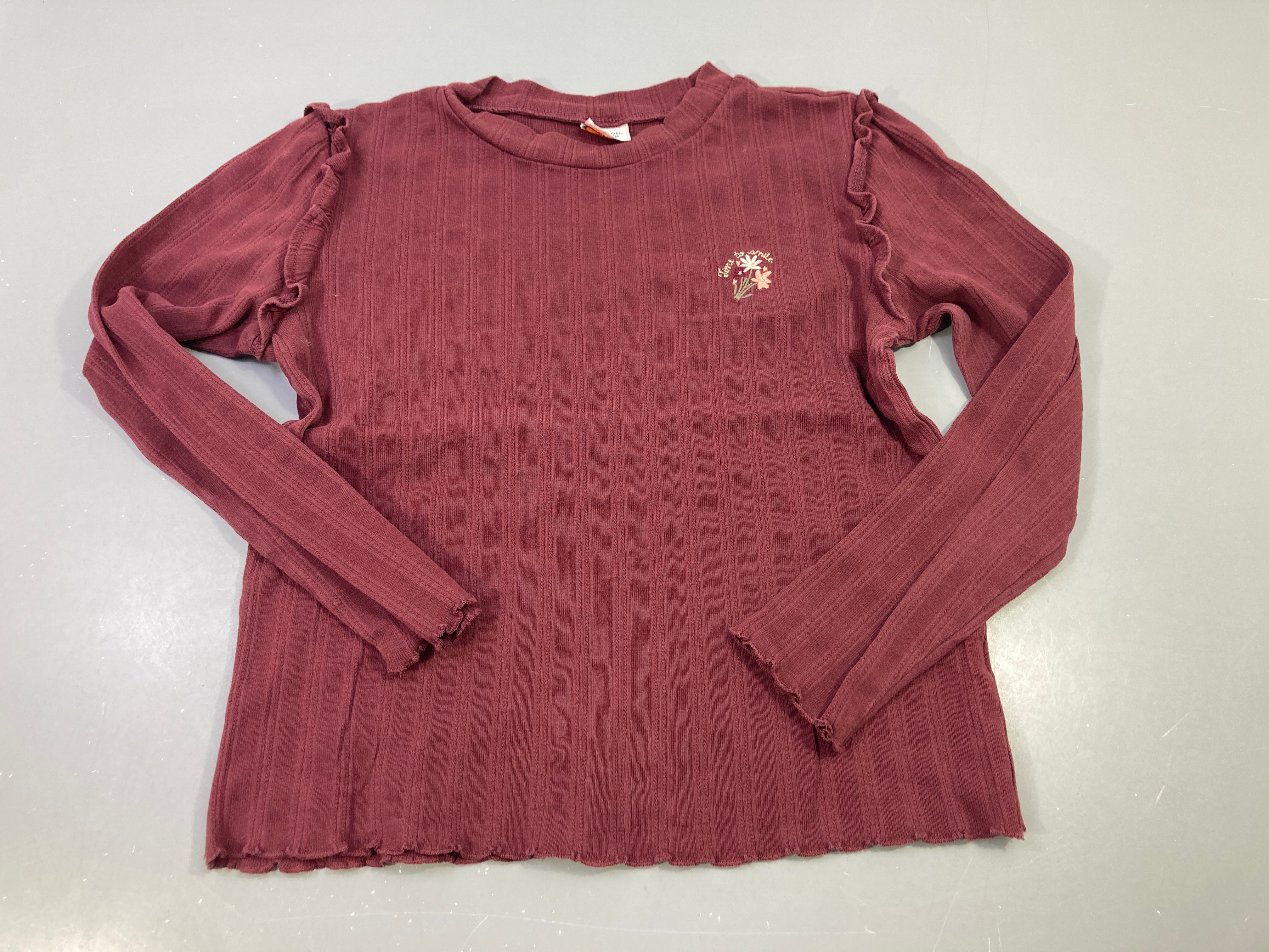 T-shirt m.l bordeau cotelé