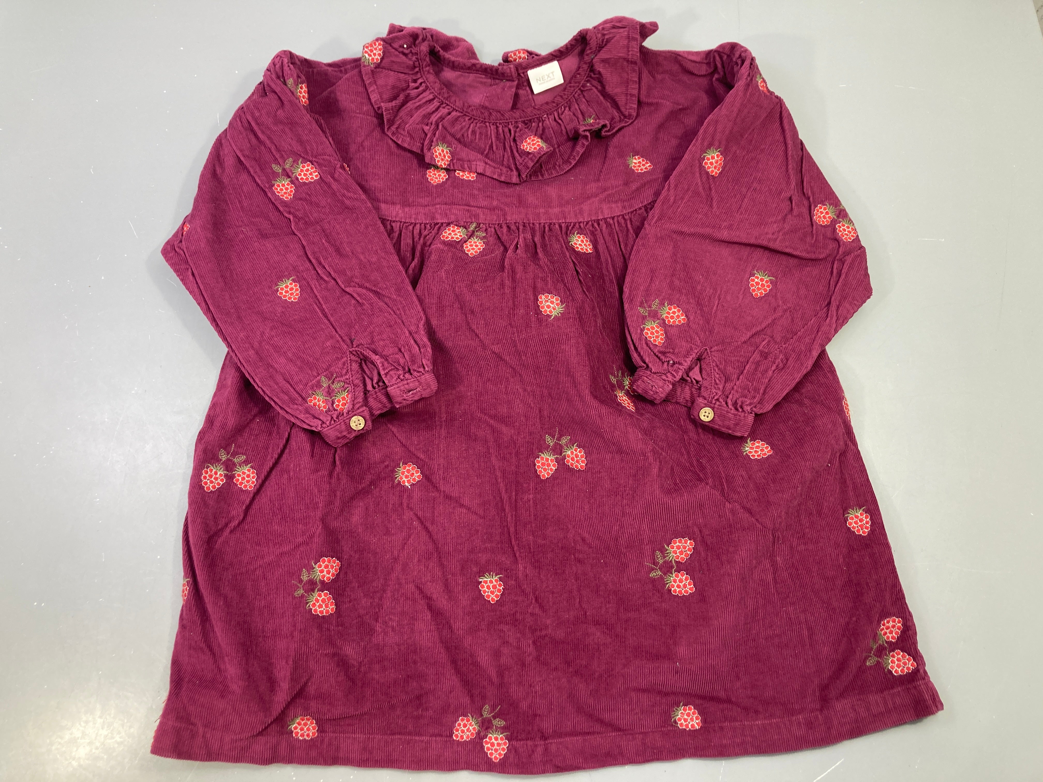 Robe m.l velours bordeaux fruits brodés