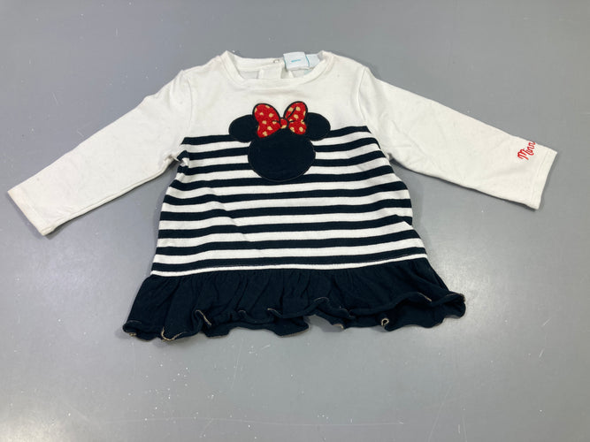 Robe m.l Minnie rayé noir et blanc, moins cher chez Petit Kiwi