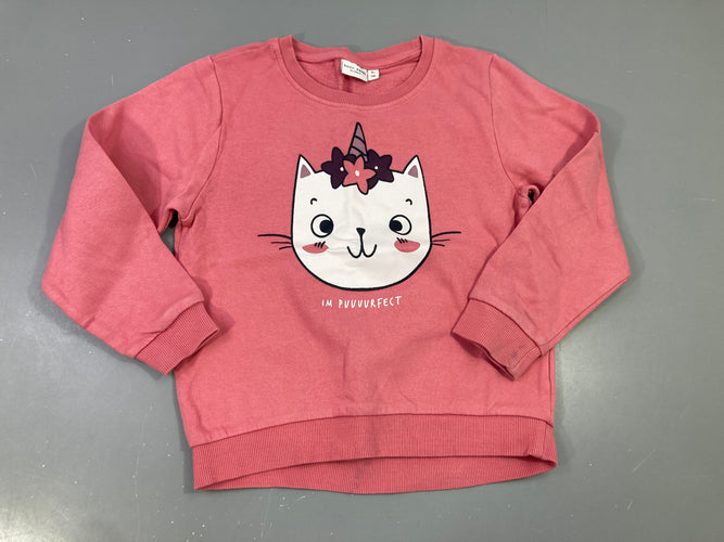 Sweat rose motif chat, moins cher chez Petit Kiwi