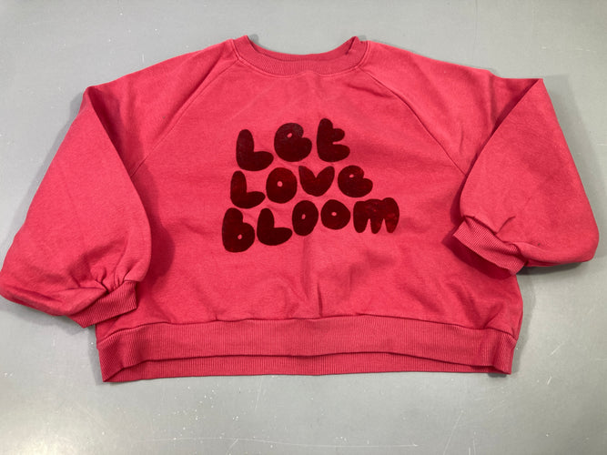 Sweat rose vif , let love bloom, moins cher chez Petit Kiwi