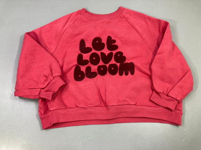 Sweat rose vif , let love bloom, moins cher chez Petit Kiwi