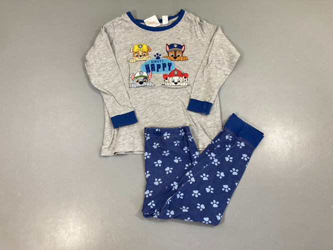 Pyjama 2pcs jersey gris chiné Pat'patrouille, légèrement bouloché, moins cher chez Petit Kiwi