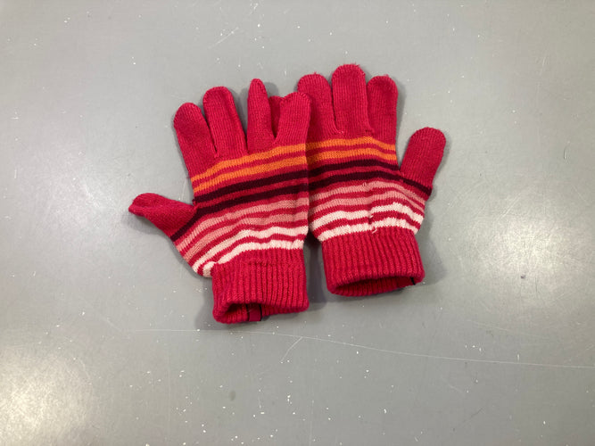 Gants rouges lignés, moins cher chez Petit Kiwi