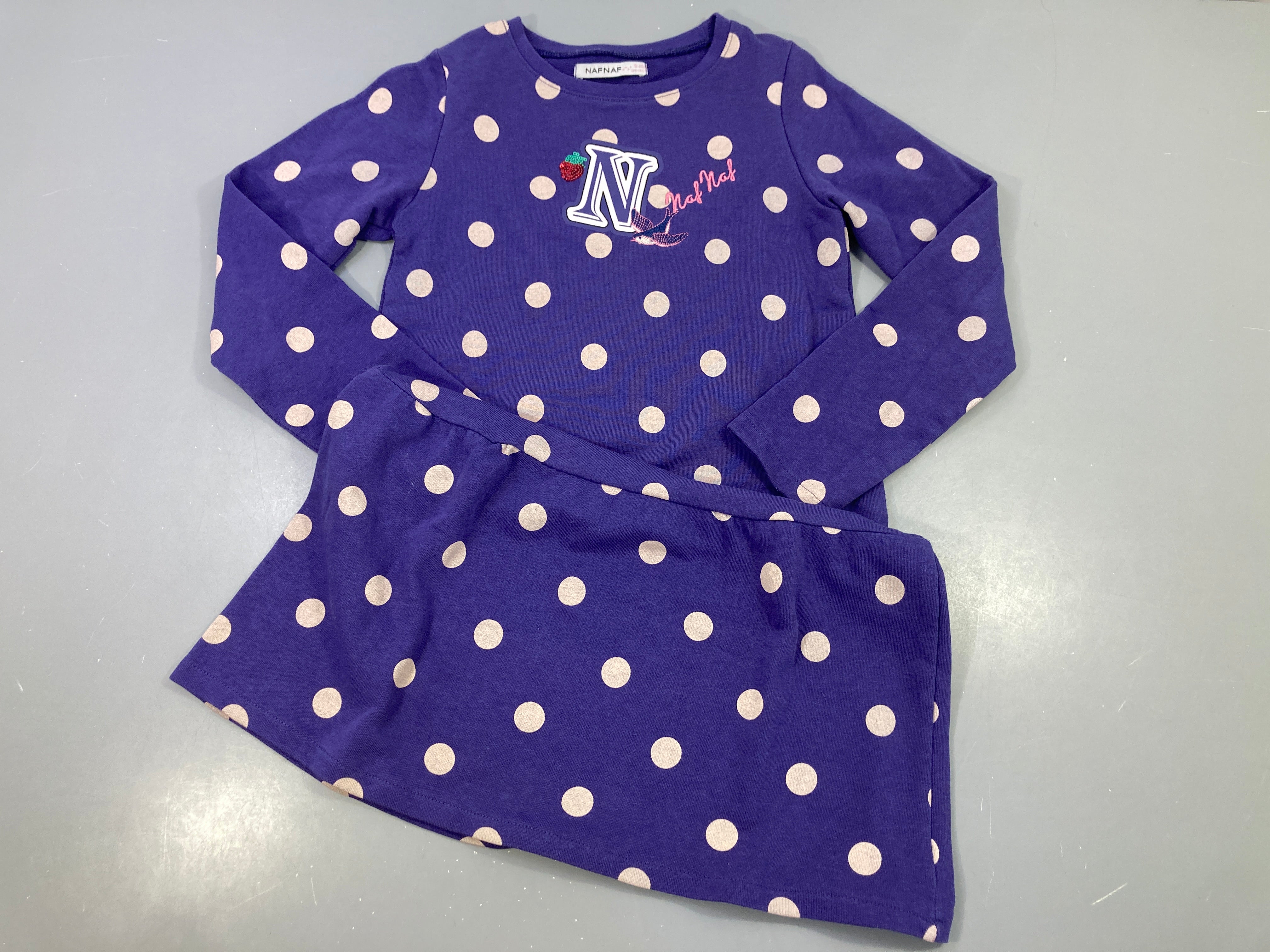 Robe ml mauve à pois en jersey épais