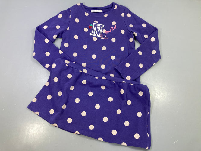 Robe ml mauve à pois en jersey épais, moins cher chez Petit Kiwi