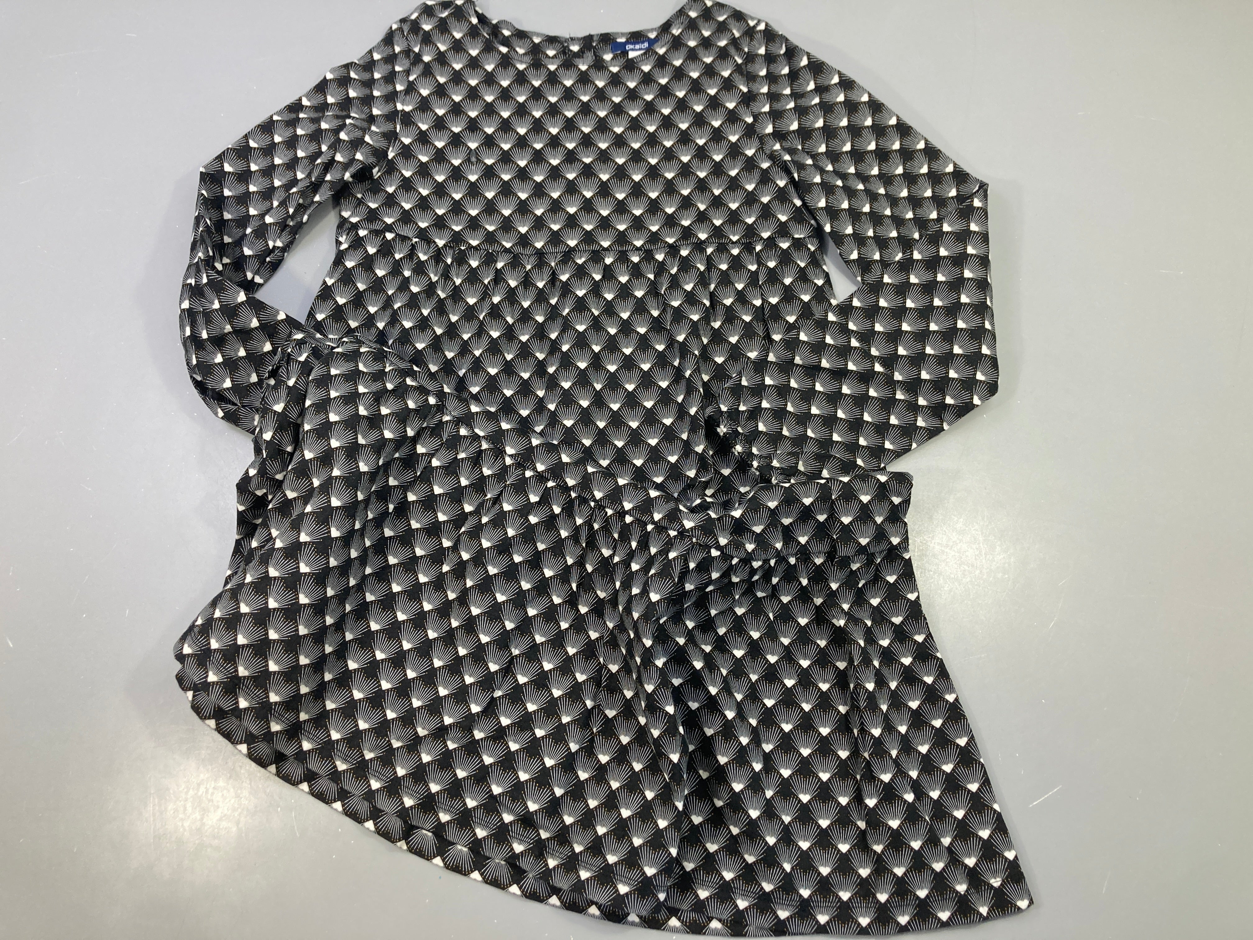 Robe ml coton motifs noir/blanc/doré