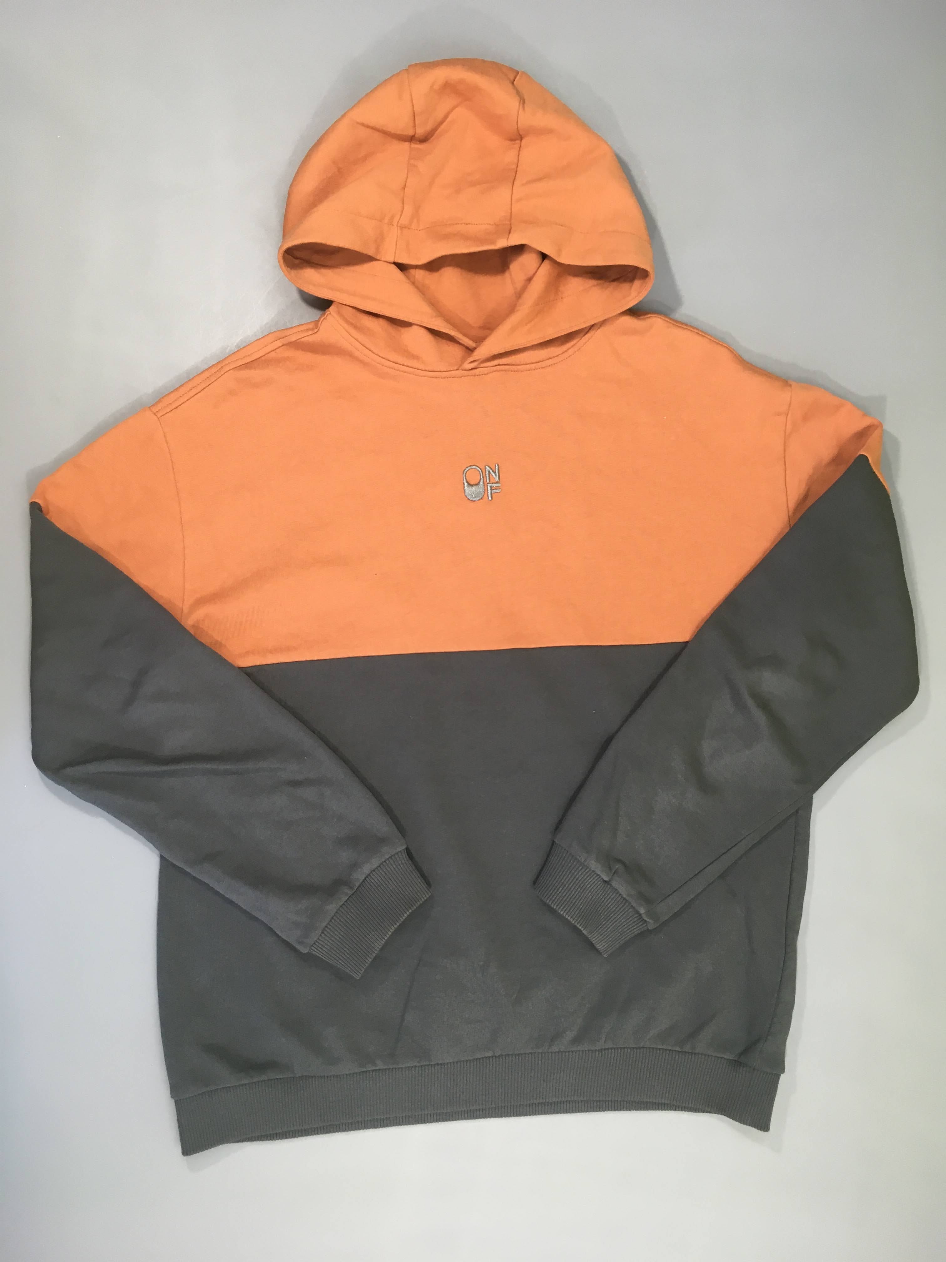 Sweat orange/gris à capuche NF