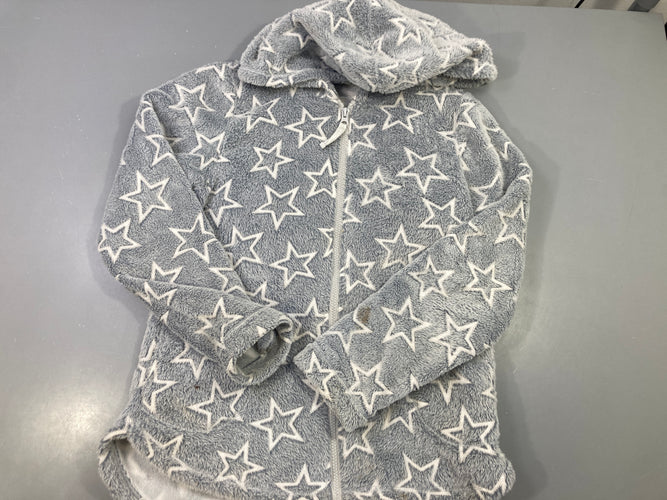 Gilet zippé à capuche en polaire gris à étoiles blanches, ESKIMO, défraichi, moins cher chez Petit Kiwi