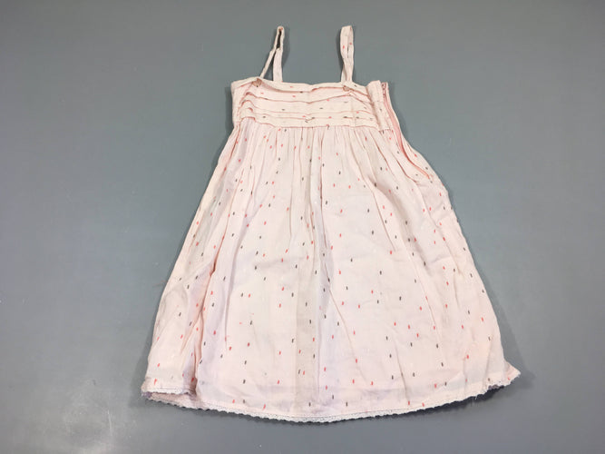 Robe fines bretelles rose plumetis, moins cher chez Petit Kiwi