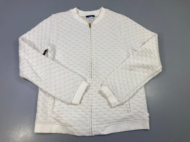 Gilet zippé blanc cassé petits points dorés en jersey matelassé, moins cher chez Petit Kiwi