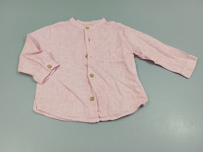 Chemise m.l à carreaux blanc et rose, col mao, moins cher chez Petit Kiwi