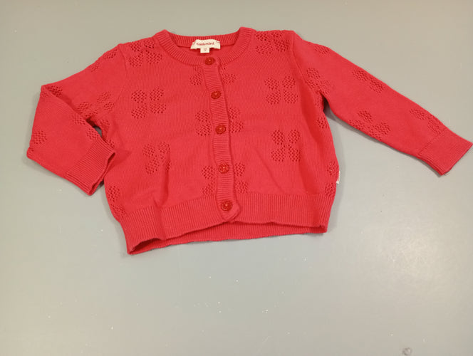 Gilet rose, boutons pailletés., moins cher chez Petit Kiwi