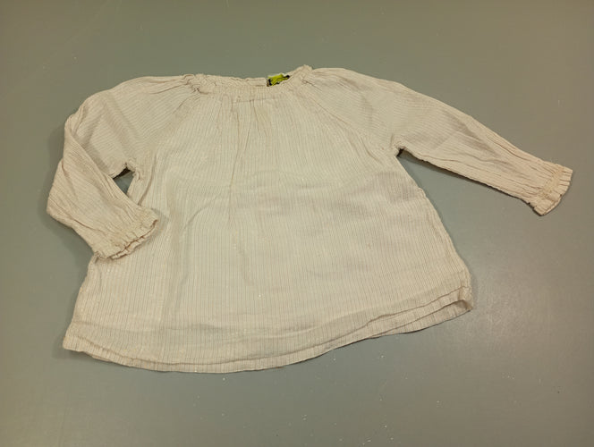 Blouse ml blanche lignée. Fils métalliques, moins cher chez Petit Kiwi
