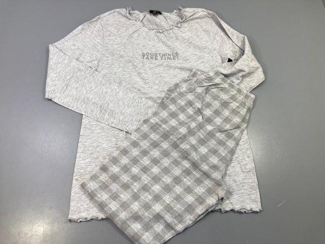 Pyjama en jersey gris clair à carreaux, moins cher chez Petit Kiwi