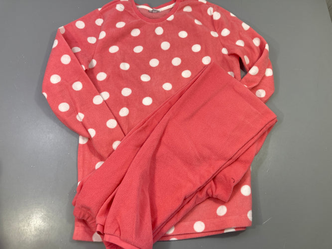 Pyjama rose vif à pois en polar, moins cher chez Petit Kiwi